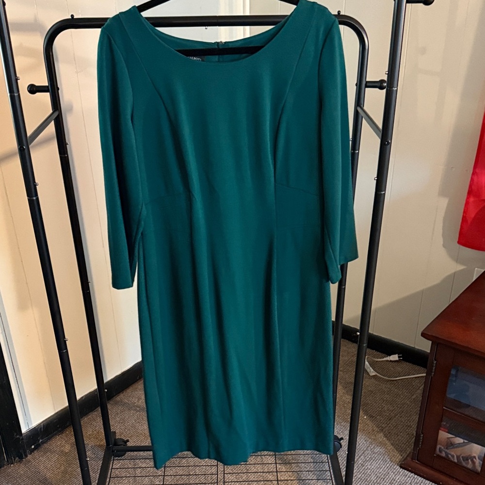 Talbots Green Midi Dress with Scoop Neck size 12